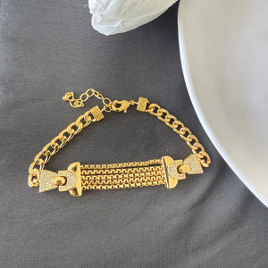 Bracelet - Gold chains zircon