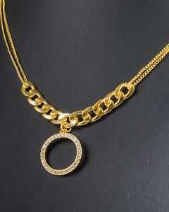 Necklace - Chain with circle zircon stones