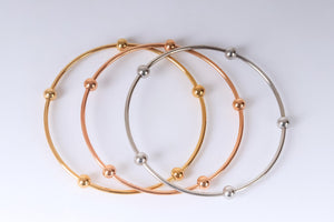 Stainless steel - 3 colored bangles with small balls