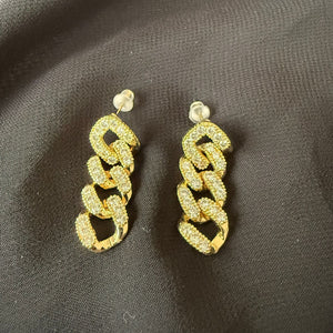 Earring - Gold chain zircon shape