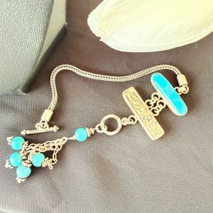 Bracelet - 925k Silver turquoise stones mwada w ra7ma