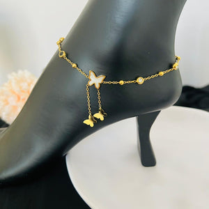 Anklet - stainless steel small butterflies