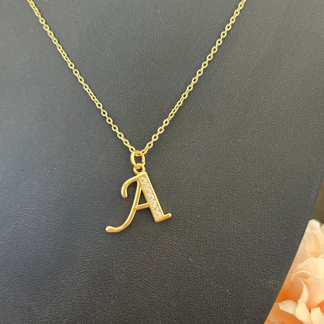 Necklace - Gold A letter