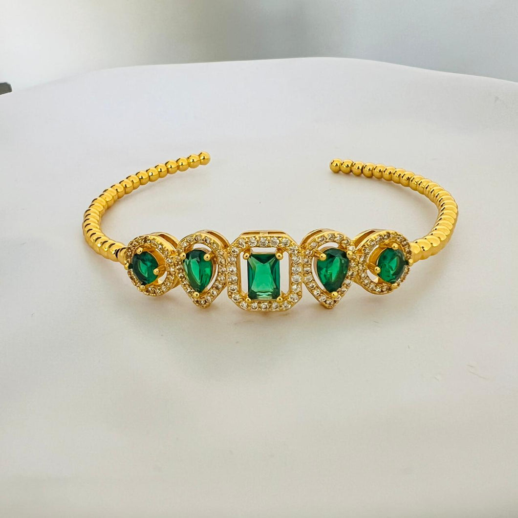 Bracelet - opened_Gold green zircon stones