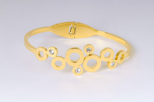 Stainless steel- bracelet gold and zircon circles