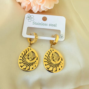 Earrings -  Stainless steel oval shape leaves