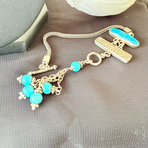 Bracelet - 925k Silver turquoise stones mwada w ra7ma