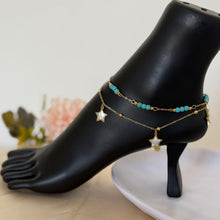 Load image into Gallery viewer, Anklet - stainless steel turquoise beads
