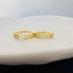 Ring - Two Gold rings chains zircon