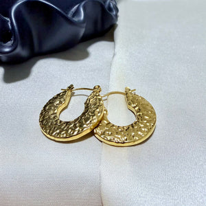 Stainless steel - Earrings gold wide hoop