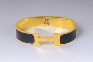 Stainless steel- bracelet black-gold bangle