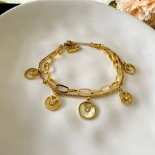 Load image into Gallery viewer, Bracelet - Stainless steel gold chain white stones
