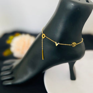 Anklet - stainless steel gold love letters