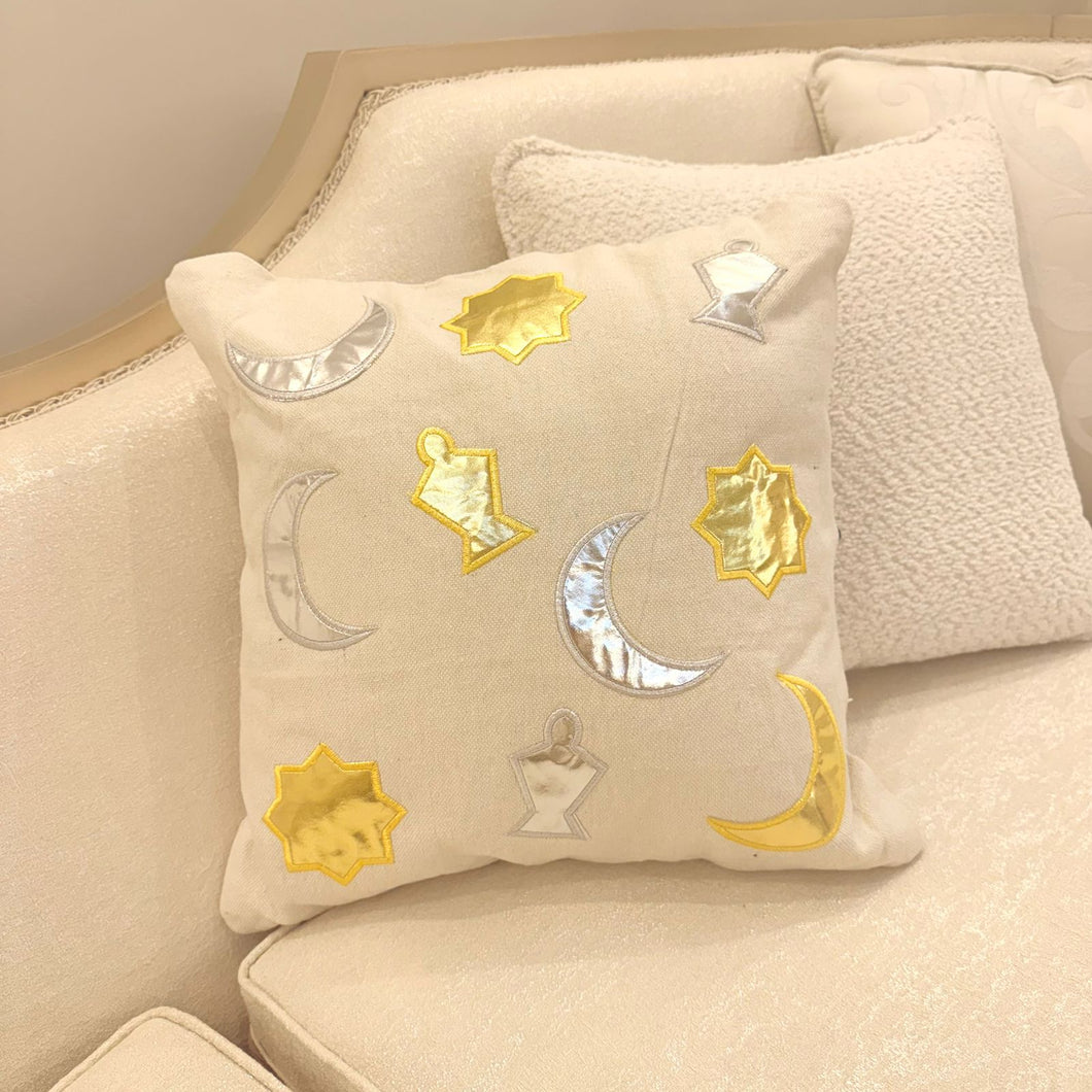 Two pillow case gold and silver Crescent and lantern