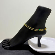 Load image into Gallery viewer, Anklet - stainless steel gold chain green zircon
