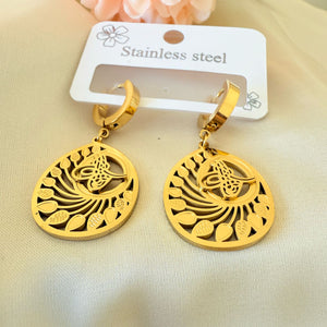 Earrings -  Stainless steel oval shape leaves