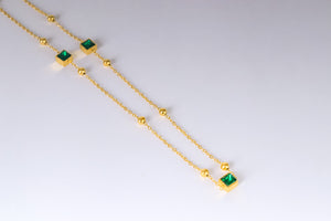 Stainless Steel- Necklace with green zircon stone