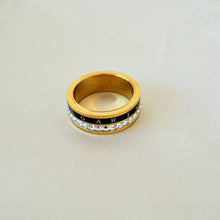 Load image into Gallery viewer, Stainless Steel - ring size 6/7/8/9  trend zircon stones and black
