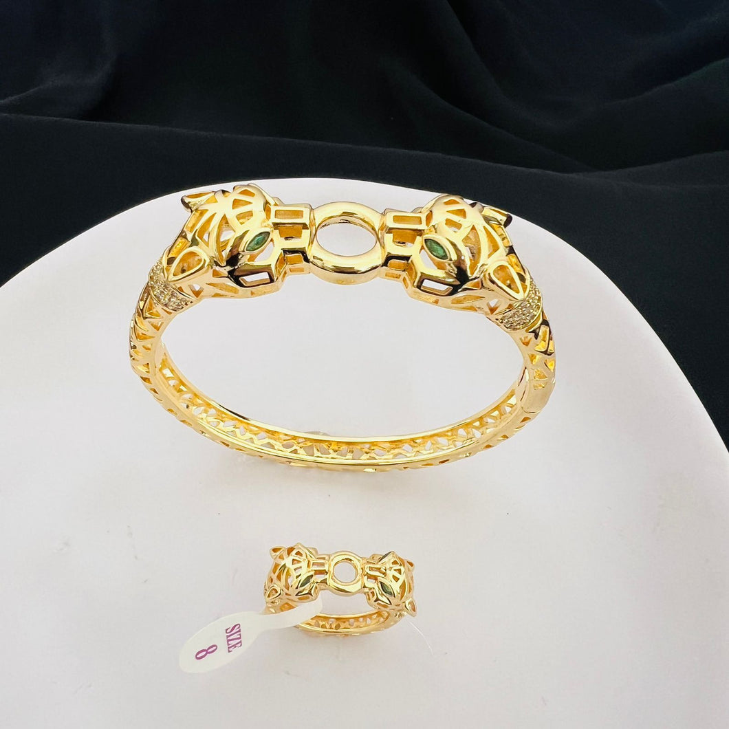 Sets - 2 pieces bracelet and ring two head zircon stones