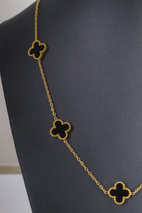 Stainless Steel- 5 flowers color black Necklace