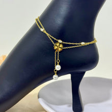 Load image into Gallery viewer, Anklet - stainless steel new  gold flower lolli beads
