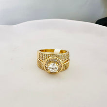 Load image into Gallery viewer, Ring - Two Gold rings wide zircon stone
