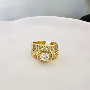 Ring - Two Gold rings wide zircon stone