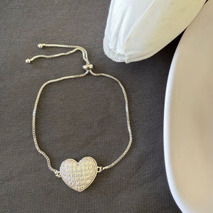 Bracelet - Silver zircon heart shape