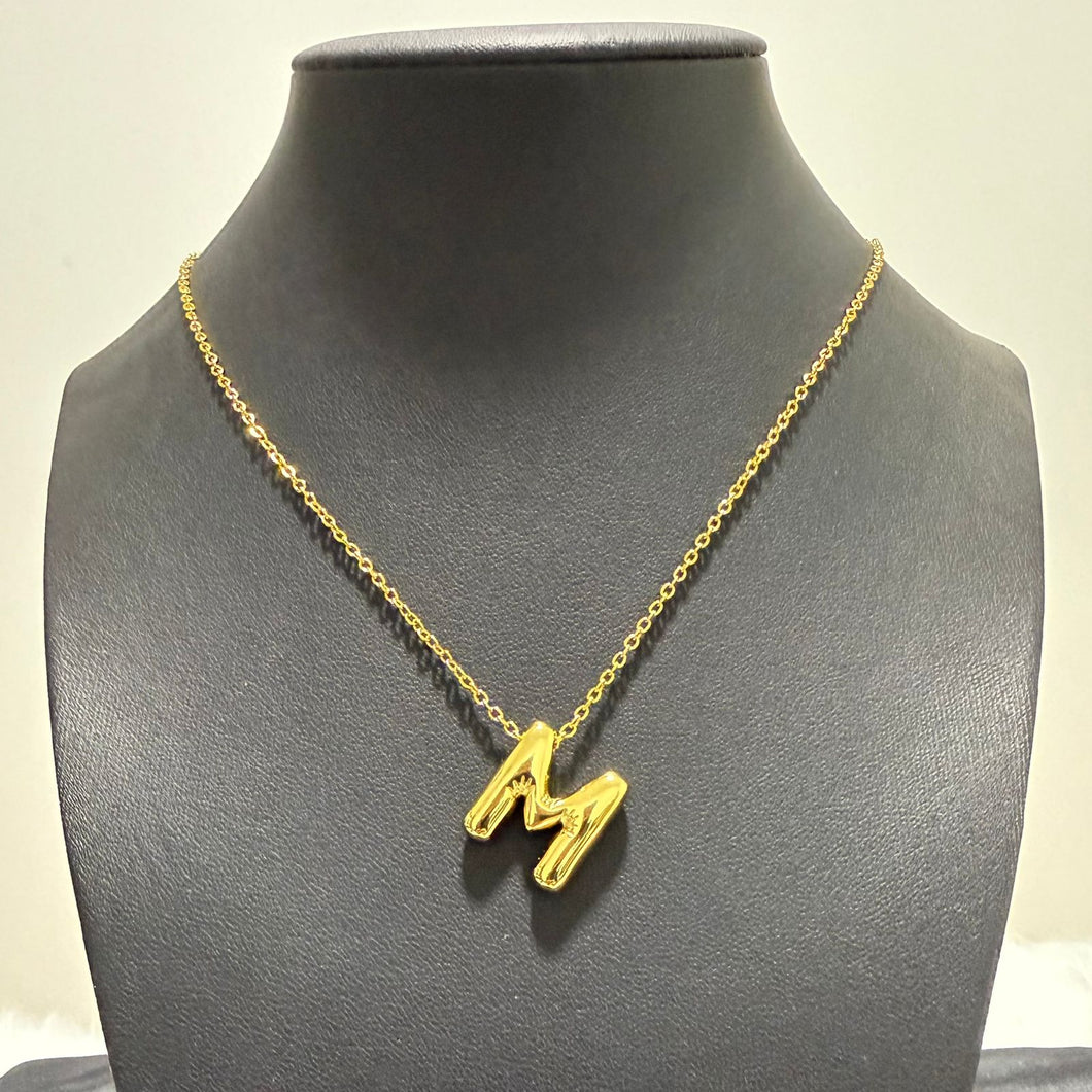 Necklace - Stainless steel gold letter M