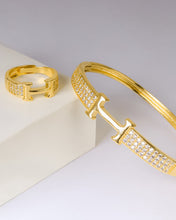 Load image into Gallery viewer, Sets - 2 pieces bracelet and ring free size simple zircon stones
