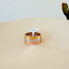 Load image into Gallery viewer, Stainless Steel - ring size 7/9 three colors with stones
