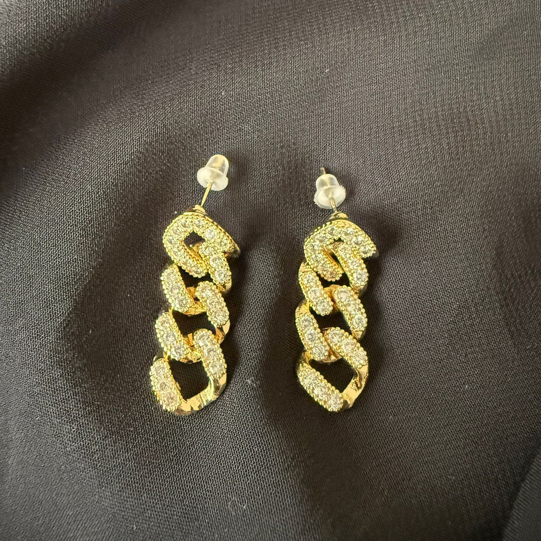 Earring - Gold chain zircon shape