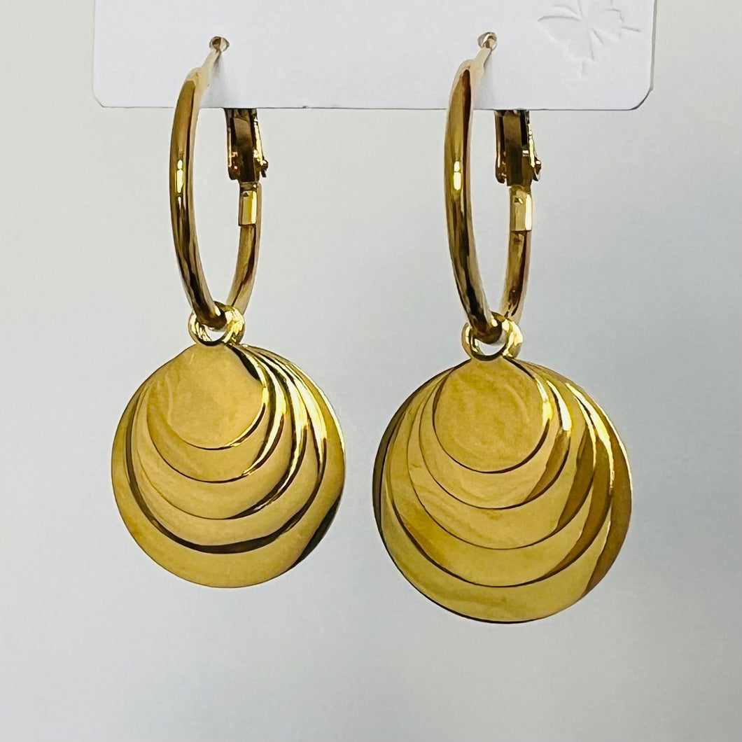 Stainless steel - Earrings gold circles different sizes