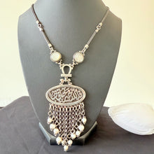 Load image into Gallery viewer, Necklace - 925k Silver white stones allah khair 7afez
