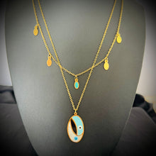 Load image into Gallery viewer, Necklace - stainless steel turquoise and white eye
