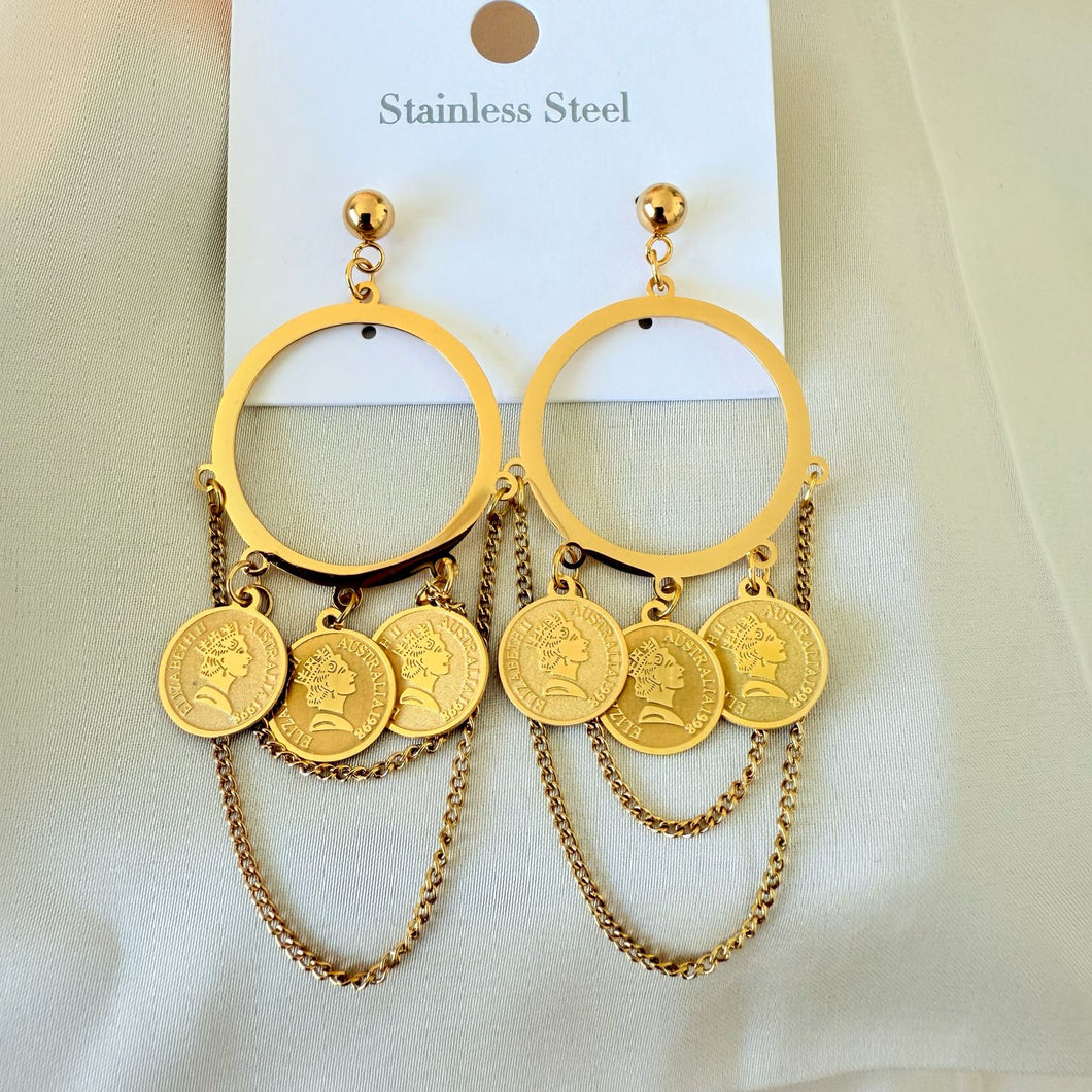 Earrings -  Stainless steel circle coins