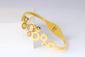 Stainless steel- bracelet gold and zircon circles