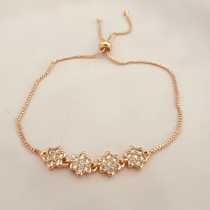 Bracelet - Simple rose gold zircon flowers