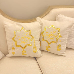 Two pillow case gold pattern with lanterns