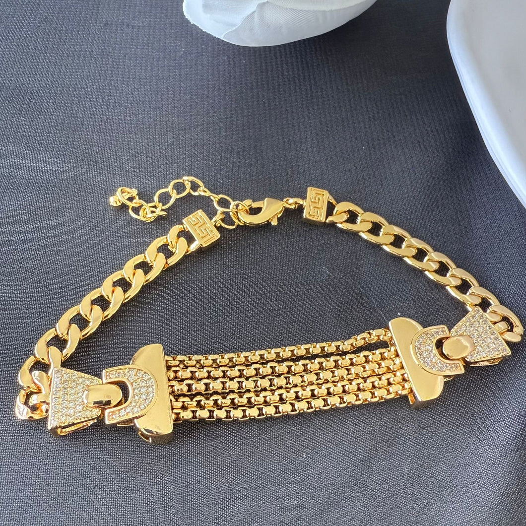 Bracelet - Gold chains zircon