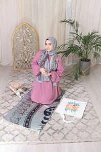 Prayer Set - pink-Grey Abaya