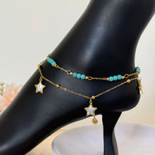 Load image into Gallery viewer, Anklet - stainless steel turquoise beads
