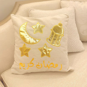 Two pillow case gold Ramadan Crescent and lantern