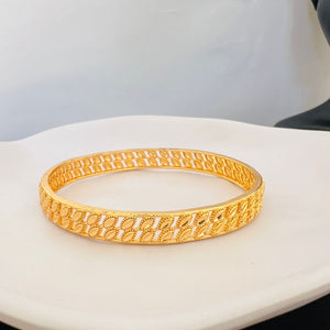 Bracelet - Simple gold flowers bangle