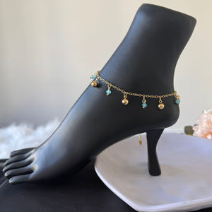 Anklet - blue beads