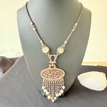 Load image into Gallery viewer, Necklace - 925k Silver white stones allah khair 7afez
