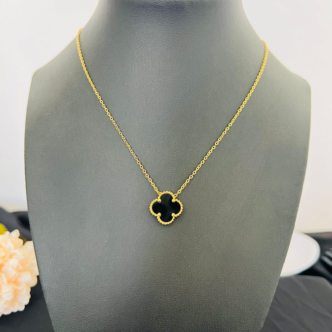 Stainless Steel- 1 flower color black Necklace