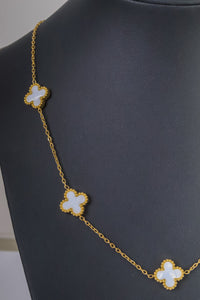 Stainless Steel- 5 flowers color white Necklace