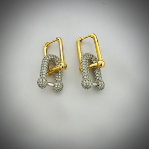 Earring - Gold trend zircon chains