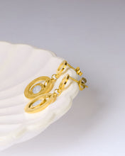 Load image into Gallery viewer, Stainless steel - Earrings gold circles with white zircon
